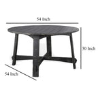 Rena Dining Table, 54 Inch Round Planked Black Smoke Mahogany Wood
