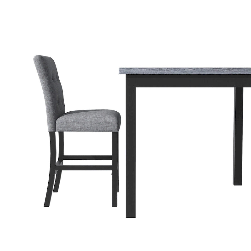 5 Piece Counter Height Dining Set, Wood Dining Table Set with Rectangle Table and 4 Upholstered High Back Chairs