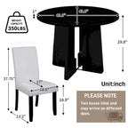 5 Pcs Wood Kitchen Table and Chair Set, 4 People Round Dining Table Set with Faux Marble Top and 4 Upholstered Chairs