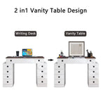 Vanity Desk with Dimmable LED Light, Makeup Table with Flip-Up Mirror, Vanity Table Set Including Stool and Drawers