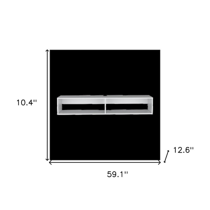 Modern TV Console Wall Mounted 59 Floating Media Stand with Shelves and Cable Management - 10.4H x 59.1W x 12.6D