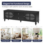 Modern Minimalist TV Stand with 2 Storage Cabinets, 2 Drawer and Cable Management for Living Room Bedroom