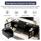 Modern Minimalist TV Stand with 2 Storage Cabinets, 2 Drawer and Cable Management for Living Room Bedroom