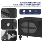 Modern Minimalist TV Stand with 2 Storage Cabinets, 2 Drawer and Cable Management for Living Room Bedroom