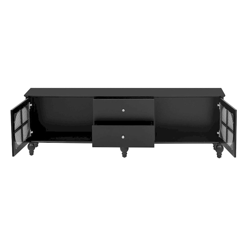 Modern Minimalist TV Stand with 2 Storage Cabinets, 2 Drawer and Cable Management for Living Room Bedroom