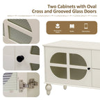 Modern Minimalist TV Stand with 2 Storage Cabinets, 2 Drawer and Cable Management for Living Room Bedroom