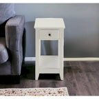 Space Saving Rectangular 23 Wooden Side End Table with Two Storage Shelve and One Drawer for Living Room - 13L X 22W x 23H
