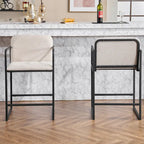 Set of 2,Modern Upholstered Counter Height Bar Stool with Armrests, Metal Frame and Padded Seat