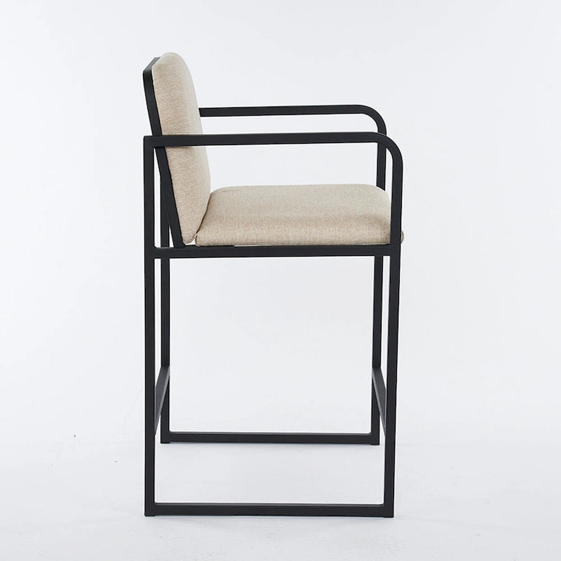 Set of 2,Modern Upholstered Counter Height Bar Stool with Armrests, Metal Frame and Padded Seat