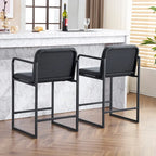 Set of 2,Modern Upholstered Counter Height Bar Stool with Armrests, Metal Frame and Padded Seat