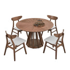 5-piece Modern Dining Table Chairs Set Kitchen Wooden Dining Table Casual Dining Table with 4 Upholstered Dining Chairs