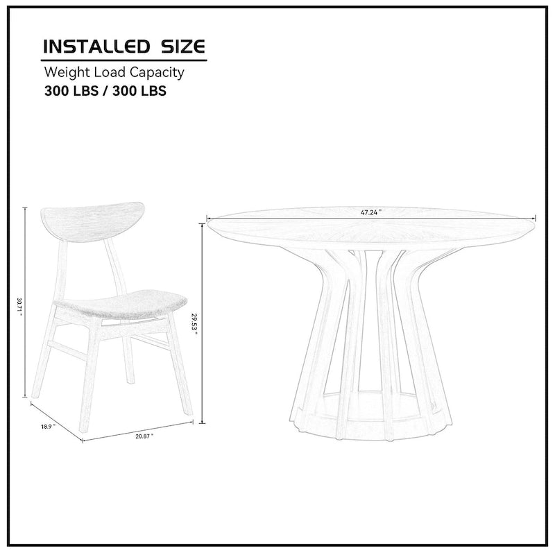 5-piece Modern Dining Table Chairs Set Kitchen Wooden Dining Table Casual Dining Table with 4 Upholstered Dining Chairs