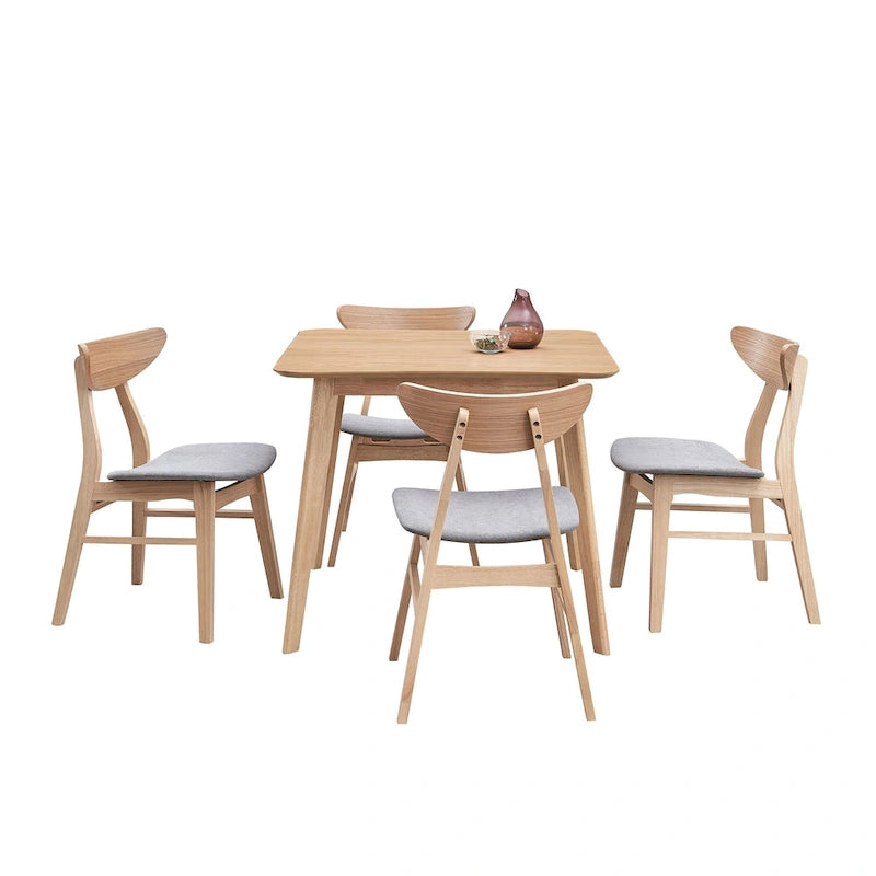 5-piece Modern Dining Table Chairs Set Kitchen Wooden Dining Table Casual Dining Table with 4 Upholstered Dining Chairs
