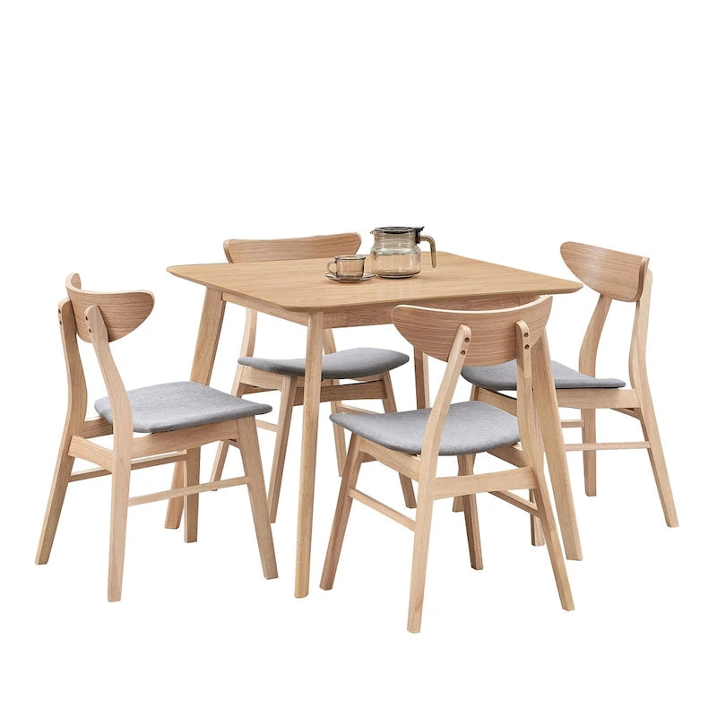 5-piece Modern Dining Table Chairs Set Kitchen Wooden Dining Table Casual Dining Table with 4 Upholstered Dining Chairs