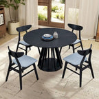 5-piece Modern Dining Table Chairs Set Kitchen Wooden Dining Table Casual Dining Table with 4 Upholstered Dining Chairs