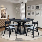 5-piece Modern Dining Table Chairs Set Kitchen Wooden Dining Table Casual Dining Table with 4 Upholstered Dining Chairs