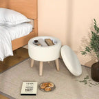 Costway Round Storage Ottoman Accent Storage Footstool with Tray for - See Details