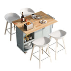 Kitchen Island with Foldable Counter Top, Kitchen Storage Cart with Slide-Out Shelf, Towel Rack and Drawer, Rolling Wheels
