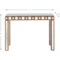 Gold Mirrored Rectangular Console Table and Four-Leg Glass Base - 43 L x 14 W x 31 H