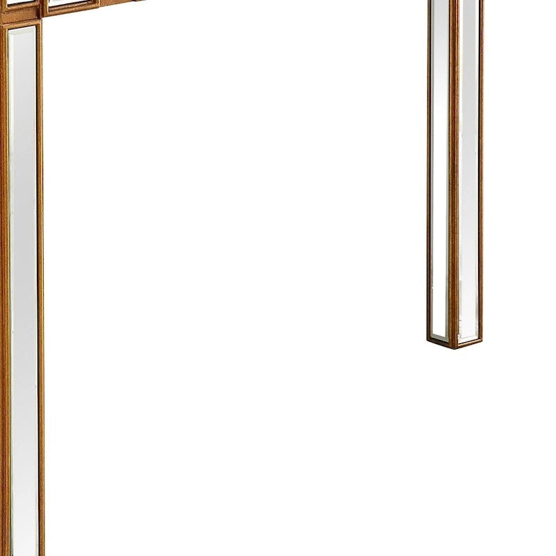 Gold Mirrored Rectangular Console Table and Four-Leg Glass Base - 43 L x 14 W x 31 H