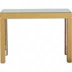 Gold Mirrored Rectangular Console Table and Four-Leg Glass Base - 43 L x 14 W x 31 H