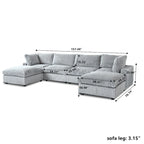 157.48 Modular Sectional Sofa Couch, Modern Deep Seat Sleeper Sofa for Living Room