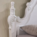 Furniture of America Eugene Traditional Dark Cherry Solid Wood Four Poster Panel Bed with Carved Details