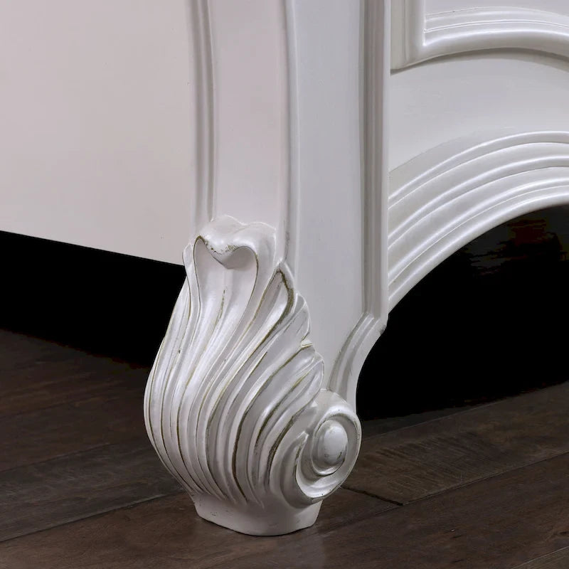 Furniture of America Eugene Traditional Dark Cherry Solid Wood Four Poster Panel Bed with Carved Details