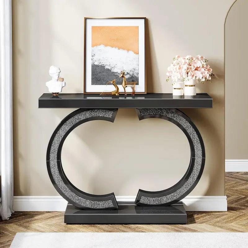 Silver Console Table, 39 Mirror Entryway Table for Entrance