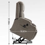 Lazy Boy Power Lift Recliner Chair, Modern Single Motor Massage Sofa Chair with Lumbar Heating, USB Charging Port, Cup Holders