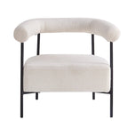Modern Boucle Fabric Upholstered Accent Chair, Curved Armchair with Black Metal Frame