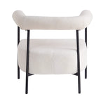 Modern Boucle Fabric Upholstered Accent Chair, Curved Armchair with Black Metal Frame