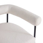 Modern Boucle Fabric Upholstered Accent Chair, Curved Armchair with Black Metal Frame