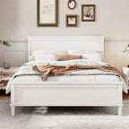 Wood Platform Bed Frame with Headboard, Wooden Panel Bed with Wood Slat Support and Under Bed Storage, No Box Spring Needed