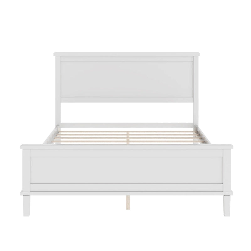 Wood Platform Bed Frame with Headboard, Wooden Panel Bed with Wood Slat Support and Under Bed Storage, No Box Spring Needed