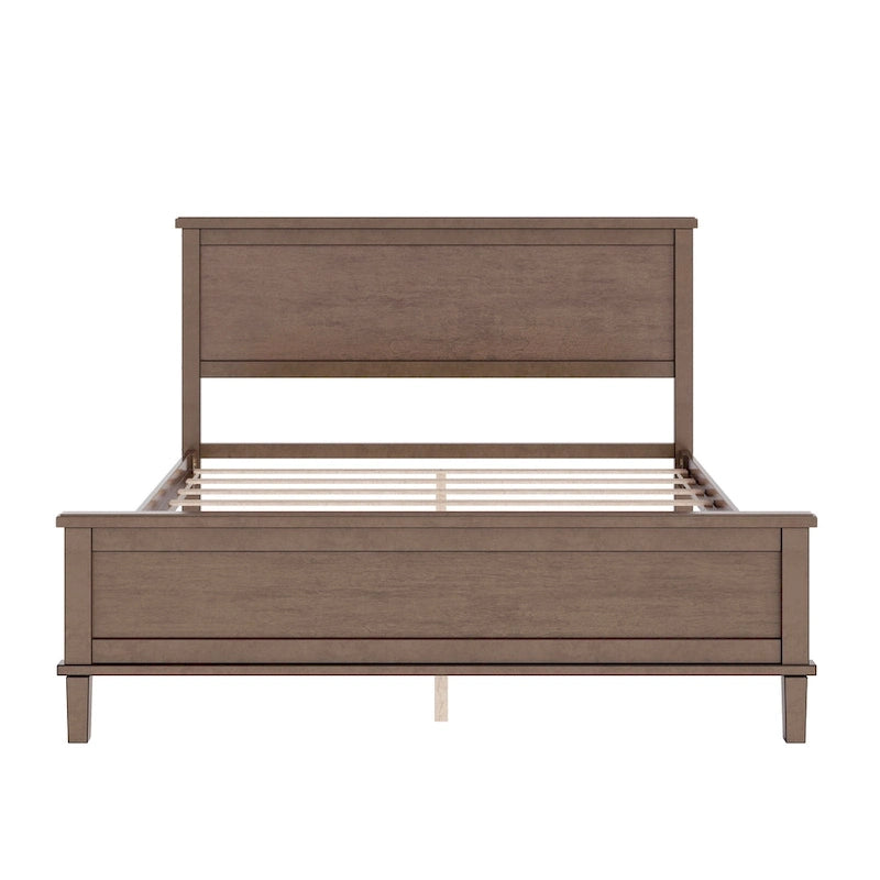 Wood Platform Bed Frame with Headboard, Wooden Panel Bed with Wood Slat Support and Under Bed Storage, No Box Spring Needed