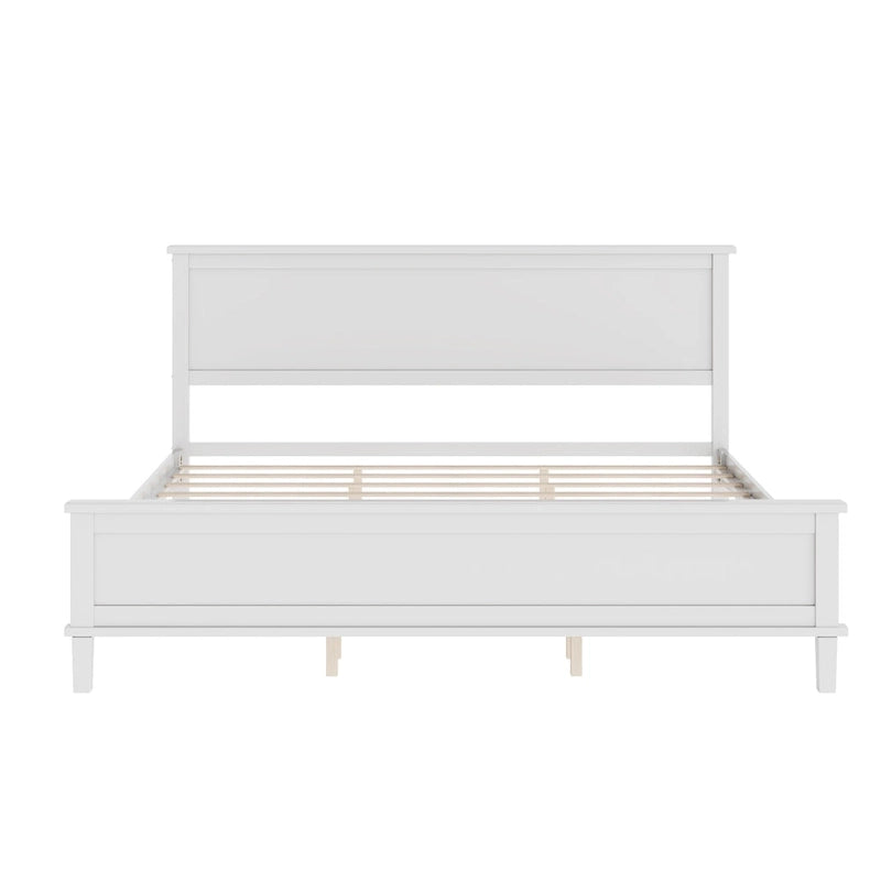 Wood Platform Bed Frame with Headboard, Wooden Panel Bed with Wood Slat Support and Under Bed Storage, No Box Spring Needed