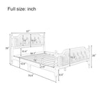 Wooden Platform Bed with Tufted Upholstered Headboard Footboard, No Box Spring Needed, Wood Slat Support Low Profile Bed