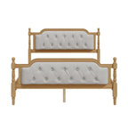 Wooden Platform Bed with Tufted Upholstered Headboard Footboard, No Box Spring Needed, Wood Slat Support Low Profile Bed
