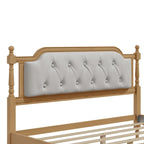 Wooden Platform Bed with Tufted Upholstered Headboard Footboard, No Box Spring Needed, Wood Slat Support Low Profile Bed