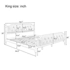 Wooden Platform Bed with Tufted Upholstered Headboard Footboard, No Box Spring Needed, Wood Slat Support Low Profile Bed