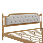 Wooden Platform Bed with Tufted Upholstered Headboard Footboard, No Box Spring Needed, Wood Slat Support Low Profile Bed