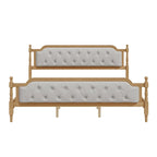 Wooden Platform Bed with Tufted Upholstered Headboard Footboard, No Box Spring Needed, Wood Slat Support Low Profile Bed