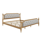 Wooden Platform Bed with Tufted Upholstered Headboard Footboard, No Box Spring Needed, Wood Slat Support Low Profile Bed