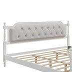 Wooden Platform Bed with Tufted Upholstered Headboard Footboard, No Box Spring Needed, Wood Slat Support Low Profile Bed