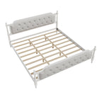 Wooden Platform Bed with Tufted Upholstered Headboard Footboard, No Box Spring Needed, Wood Slat Support Low Profile Bed