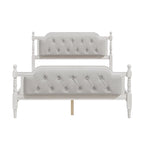 Wooden Platform Bed with Tufted Upholstered Headboard Footboard, No Box Spring Needed, Wood Slat Support Low Profile Bed