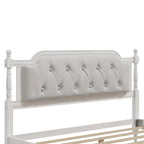 Wooden Platform Bed with Tufted Upholstered Headboard Footboard, No Box Spring Needed, Wood Slat Support Low Profile Bed