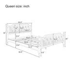 Wooden Platform Bed with Tufted Upholstered Headboard Footboard, No Box Spring Needed, Wood Slat Support Low Profile Bed