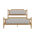 Wooden Platform Bed with Tufted Upholstered Headboard Footboard, No Box Spring Needed, Wood Slat Support Low Profile Bed